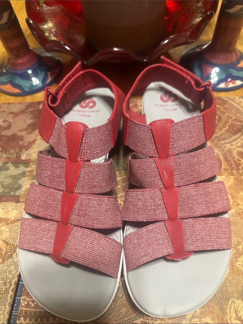 Cloudsteppers by Clarks Red Elastic-Strap Sandals